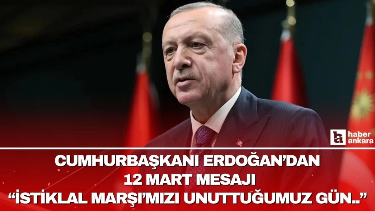 Cumhurbaşkanı Erdoğan İstiklal Marşı'nın kabulünün yıl dönümü için bir mesaj yayınladı