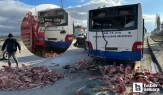 Ankara Çubuk'ta kemik yüklü kamyon EGO otobüsüne çarptı! Kemikler yola savruldu