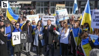 Ankara'da Ukrayna - Rusya Savaşının ikinci yıl dönümünde, Rusya protesto edildi!