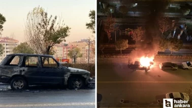 Ankara Çankaya'da park halindeki araç yandı!