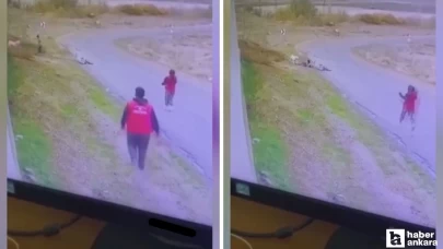 Ankara Polatlı'da bisiklet süren çocuğa başıboş köpek saldırdı