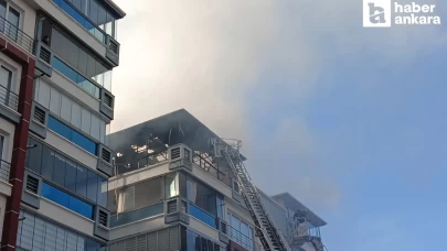 Ankara Pursaklar'da 7 katlı apartmanın çatısında yangın çıktı!
