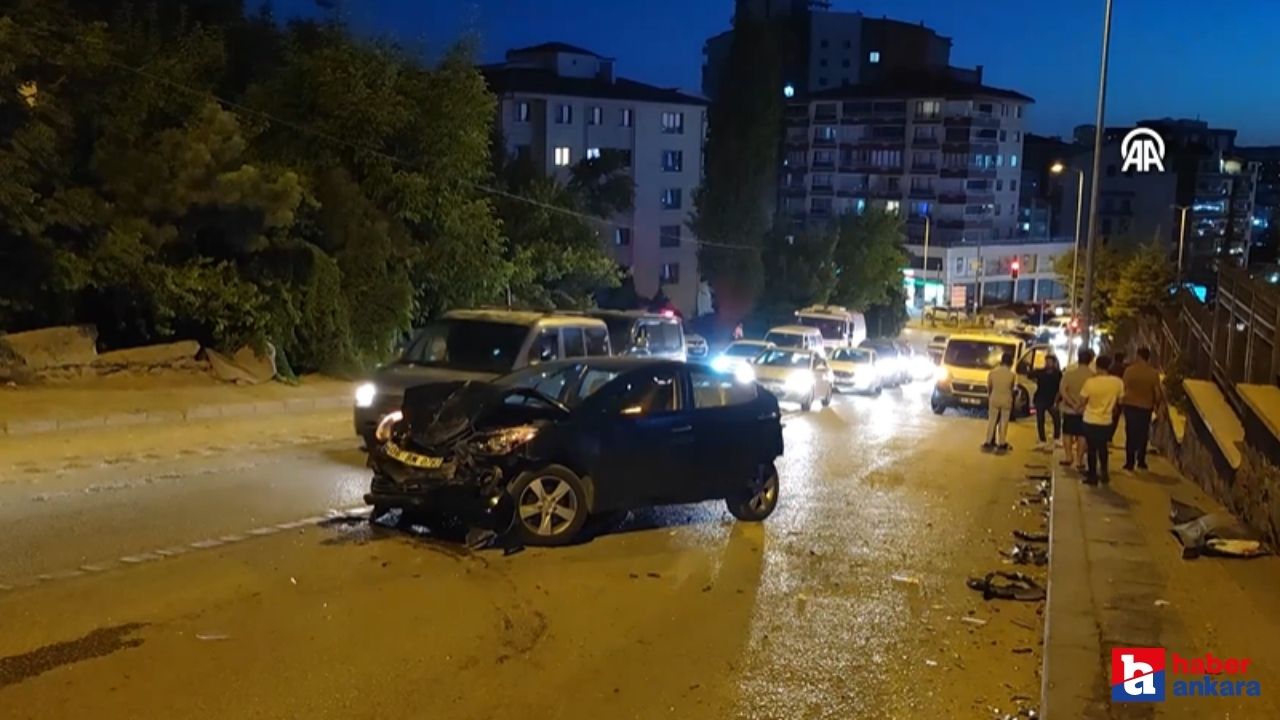 Ankara Yenimahalle'de 10 aracın karıştığı zincirleme trafik kazasında 3 kişi yaralandı
