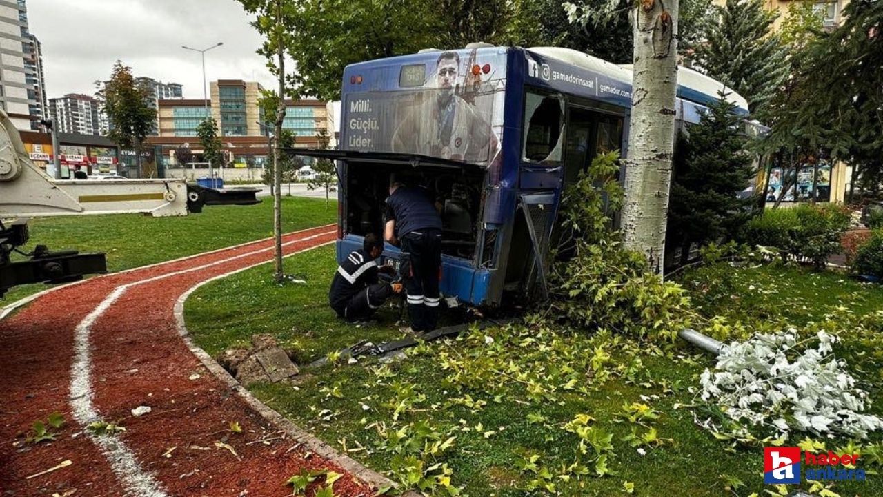 Ankara'da korkutan kaza! EGO otobüsü Gaziler Parkı'na girdi