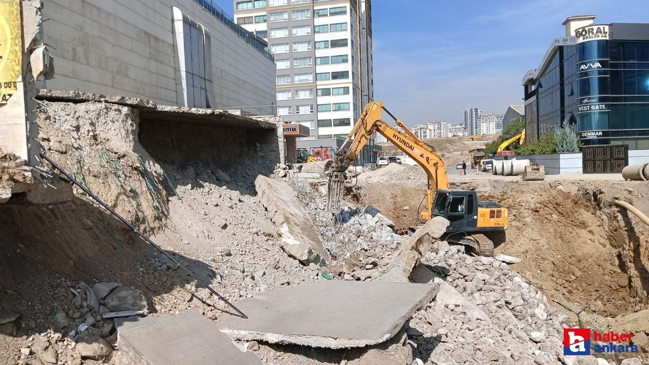 Ankara'nın Yenimahalle ilçesindeki bir binanın otoparkında toprak kayması meydana geldi!
