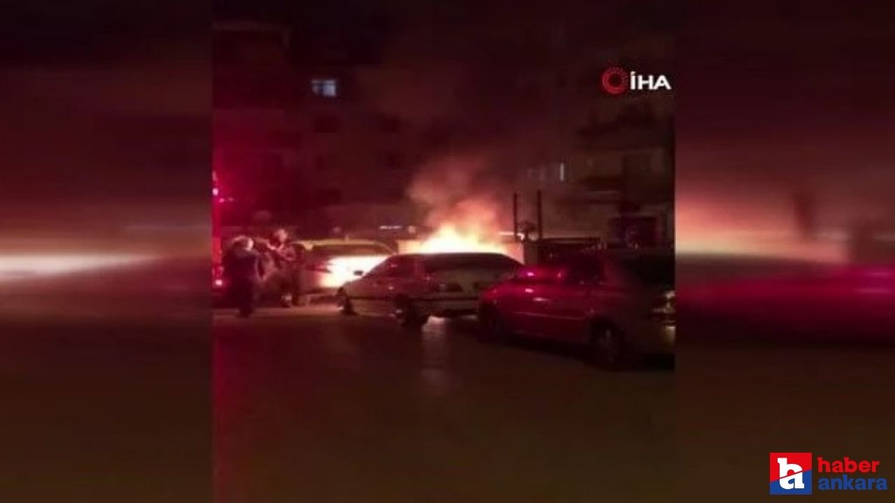 Ankara Sincan'da park halindeki araç alev aldı