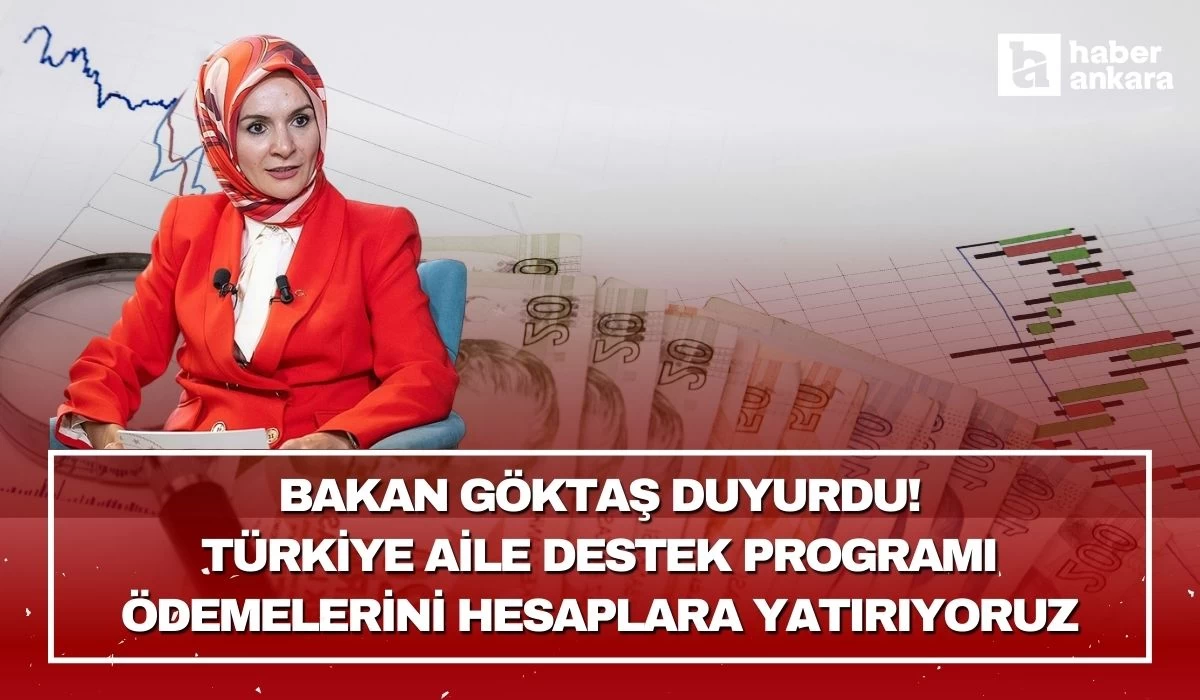 Aile ve Sosyal Hizmetler Bakanı Göktaş duyurdu! Türkiye Aile Destek Programı ödemelerini bugün itibarıyla hesaplara yatırıyoruz