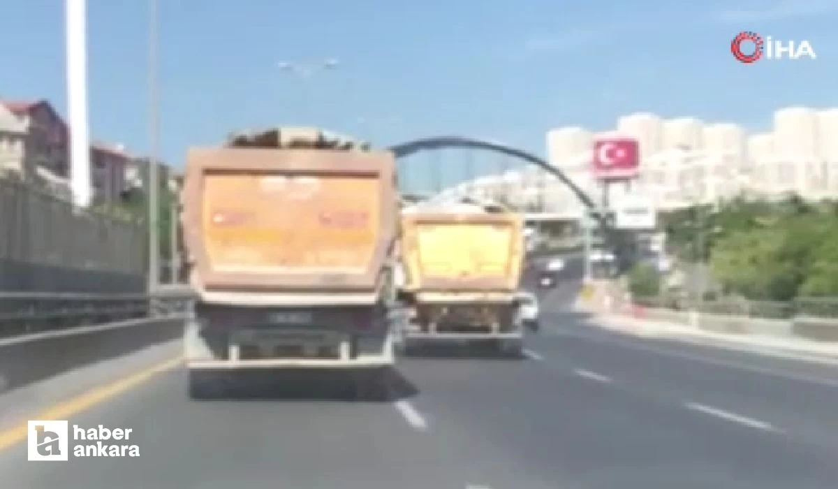 Ankara'da trafik kurallarını hiçe sayan kamyon sürücüsü tepki çekti!
