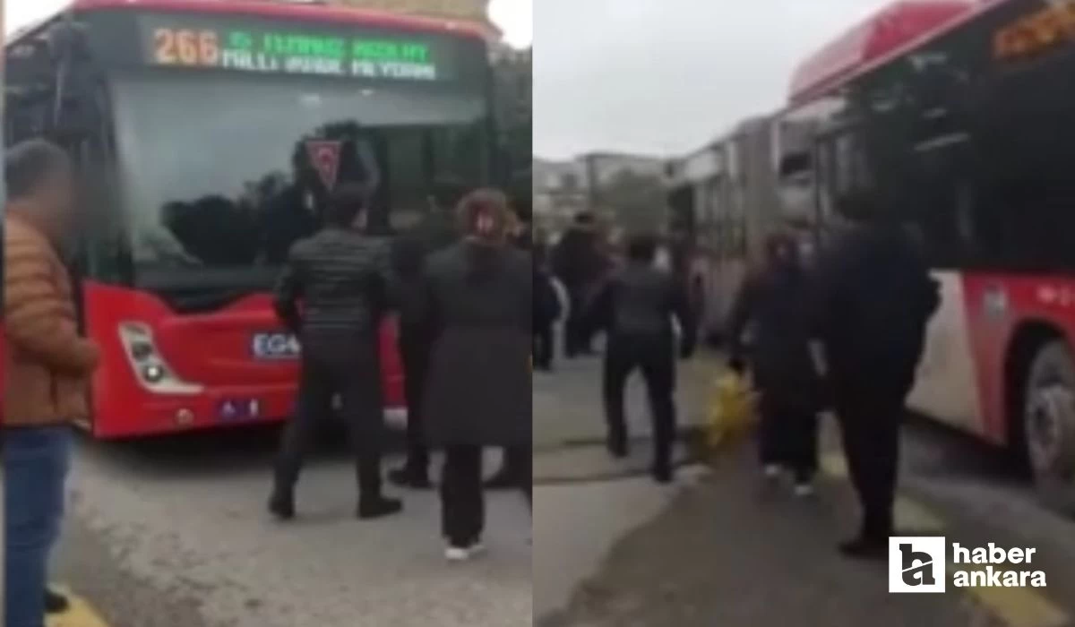 Ankara'da otobüs şoförü ve yolcular arasında tartışma çıktı!