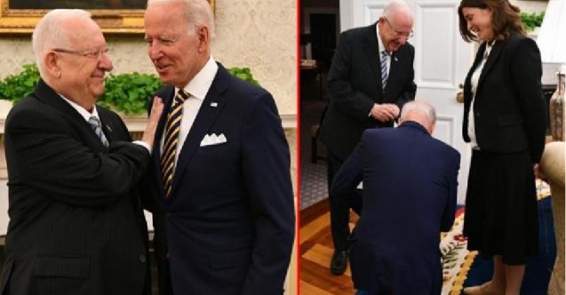 ABD Başkanı Joe Biden, İsrailli siyasetçinin önünde diz çöktü!