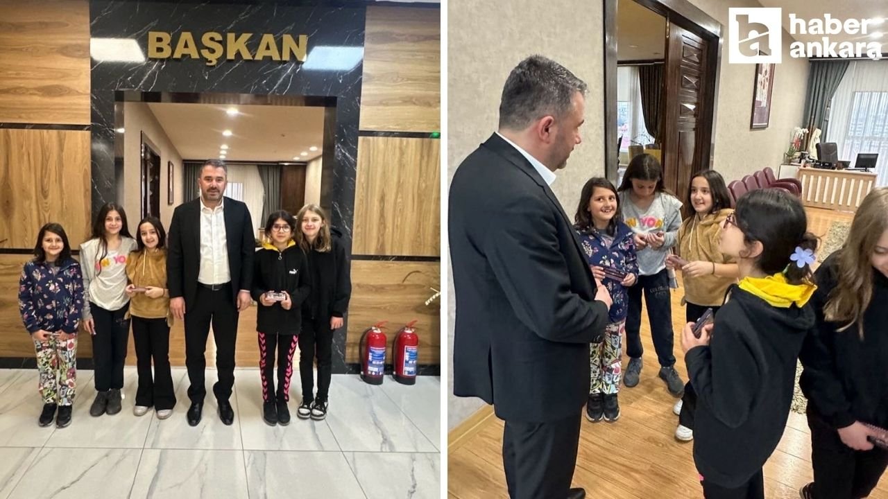 Pursaklar Belediye Başkanı Çetin'e çocuklardan sürpriz ziyaret